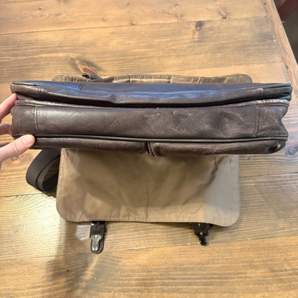 Solo Leather Satchel Laptop Commuter Briefcase Business Brown Messenger‎ Bag